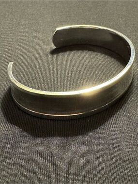 Modern Silver Tone Wide Cuff Bracelet
